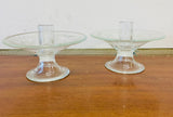 Pair of antique etched glass candle holders