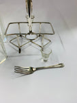 Antique glass and silver plated olive jar set