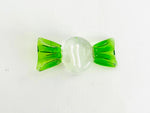 Vintage Glass Lolly With Green ends, Clear middle and white lines