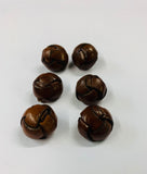 Set 6 antique leather knot buttons