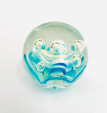 Paperweight with Milky White and Blue Swirls