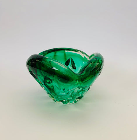Heavy green Art glass Midcentury bowl