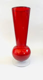 Red Bud Style Vase with Clear Short Base