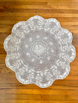 Round Cream Table Cloth with Scolloped Edges