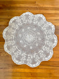 Round Cream Table Cloth with Scolloped Edges