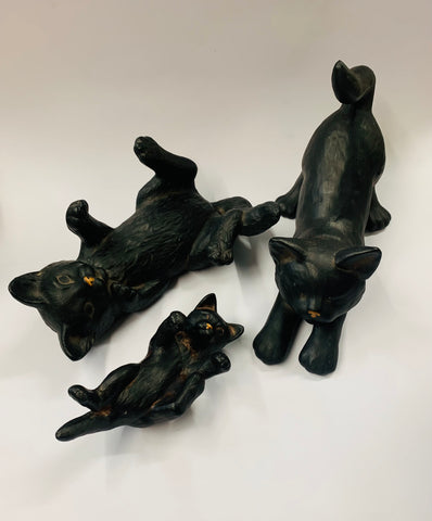 Set of 3 large ceramic playful kittens