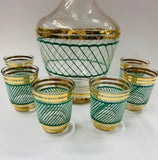 Retro Midcentury decanter and 6 shot glasses