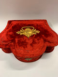 Red velvet sewing box with mother of Pearl contents