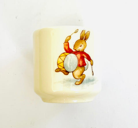 Bunnykins Egg Cup with a Bunny Drumming and Sleepy Bunny