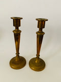Solid pair of brass column Candlesticks
