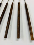 Set of 6 retro Midcentury Rostfrei Teak handled fondue forks