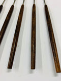 Set of 6 retro Midcentury Rostfrei Teak handled fondue forks