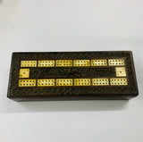 Antique carved wooden cribbage board box