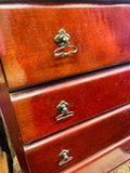 Queen Anne style mahogany tall boy chest of drawers