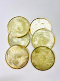 Set of Six Mother of Pearl Style and Cork Round Coaster