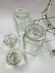 Antique glass and silver plated olive jar set