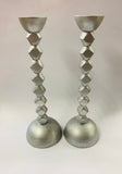 Pair of retro Midcentury brushed aluminum candlesticks