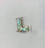 Sterling silver and Paua shell L brooch