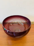 Large hand blown maroon colour Art  Glass bowl
