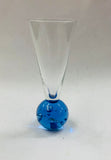 Retro blue bubble glass bud vase
