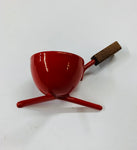 Midcentury red teak handle egg cup