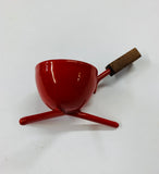 Midcentury red teak handle egg cup