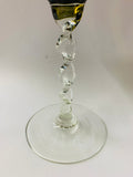 Tall Midcentury art glass green compote