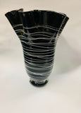 Art glass fluted black glass vase