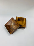 Antique treen wooden mottled jewellery box