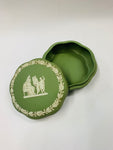 Green Wedgwood round jewellery box