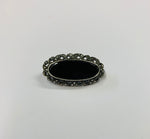 Onyx and Marcasite silver brooch