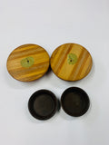 Pair of NZ sovereign wood and Bakelite dishes