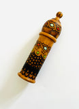 Wooden hand turned Needle Case with Wooden Cotton Reel and Thimble