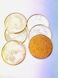 Set of Six Mother of Pearl Style and Cork Round Coaster