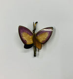 Antique agate stone butterfly brooch