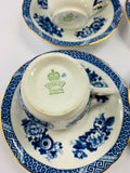 Set of 6 Aynsley blue and white Demitasse cups and saucers