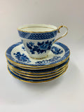 6 Aynsley blue and white floral cups and saucers