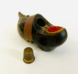 Novelty Black Clog Pin Cushion and Thimble Holder