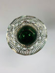 Art Nouveau silver plated vase with green glass liner