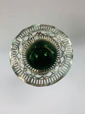 Art Nouveau silver plated vase with green glass liner