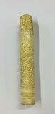 Ornate carved bone needle vase with bone needles etc inside