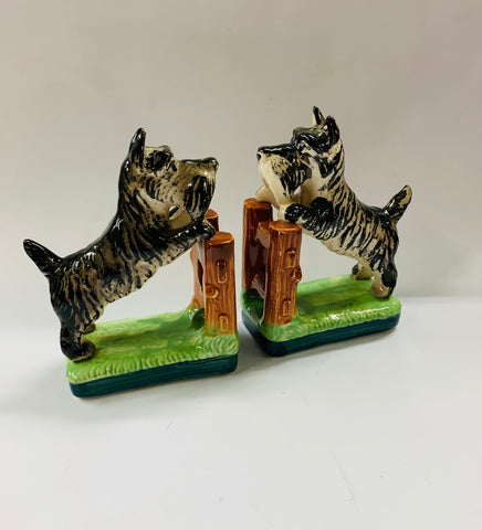 Pair of ceramic Scotty dog bookends