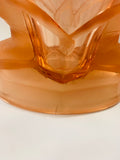 Art deco pink depression glass vase with ladies on each side