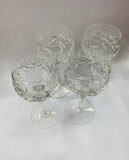 Set of 4 antique tall crystal wine glasses