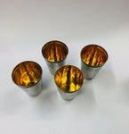 Set of 4 retro Midcentury metal tumblers in a leather case