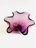 Purple Pinched Art Glass Bowl