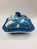 Antique Willow pattern tureen with drip tray