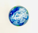 Clear Paperweight with Blue Rose