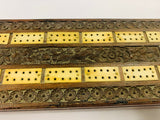 Antique carved wooden cribbage board box