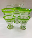 Retro green jug and glasses set